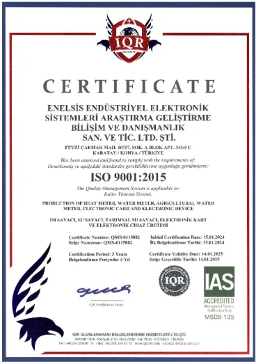 ISO 9001:2015 Kalite Yönetim Sistemi Belgesi